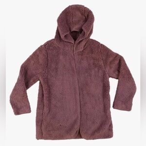 Victoria’s Secret Pink Mauve Teddy Sherpa Open Hooded Cardigan Sweater Cozy XS/S